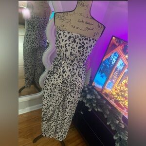 She and Sky Black and White Strapless Jumpsuit